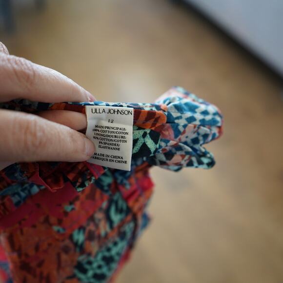 Ulla Johnson Crop Top Womens 12 Multi Alexandra Flamingo Printed Button Detail - Picture 6 of 12